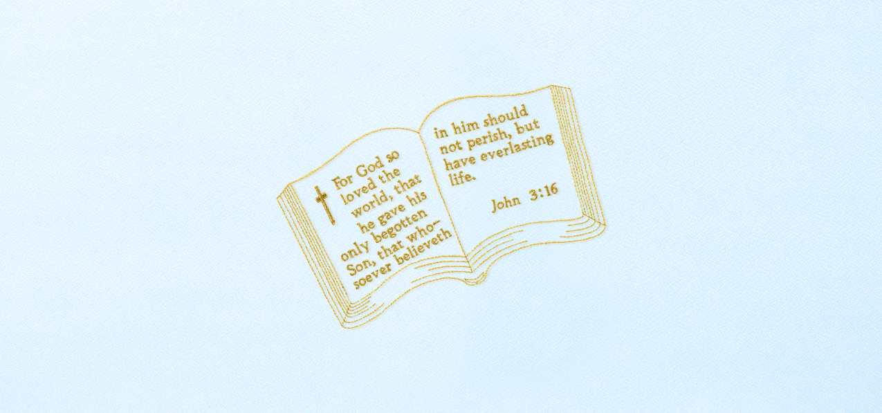 Bible John 3-16 Blue Faux
